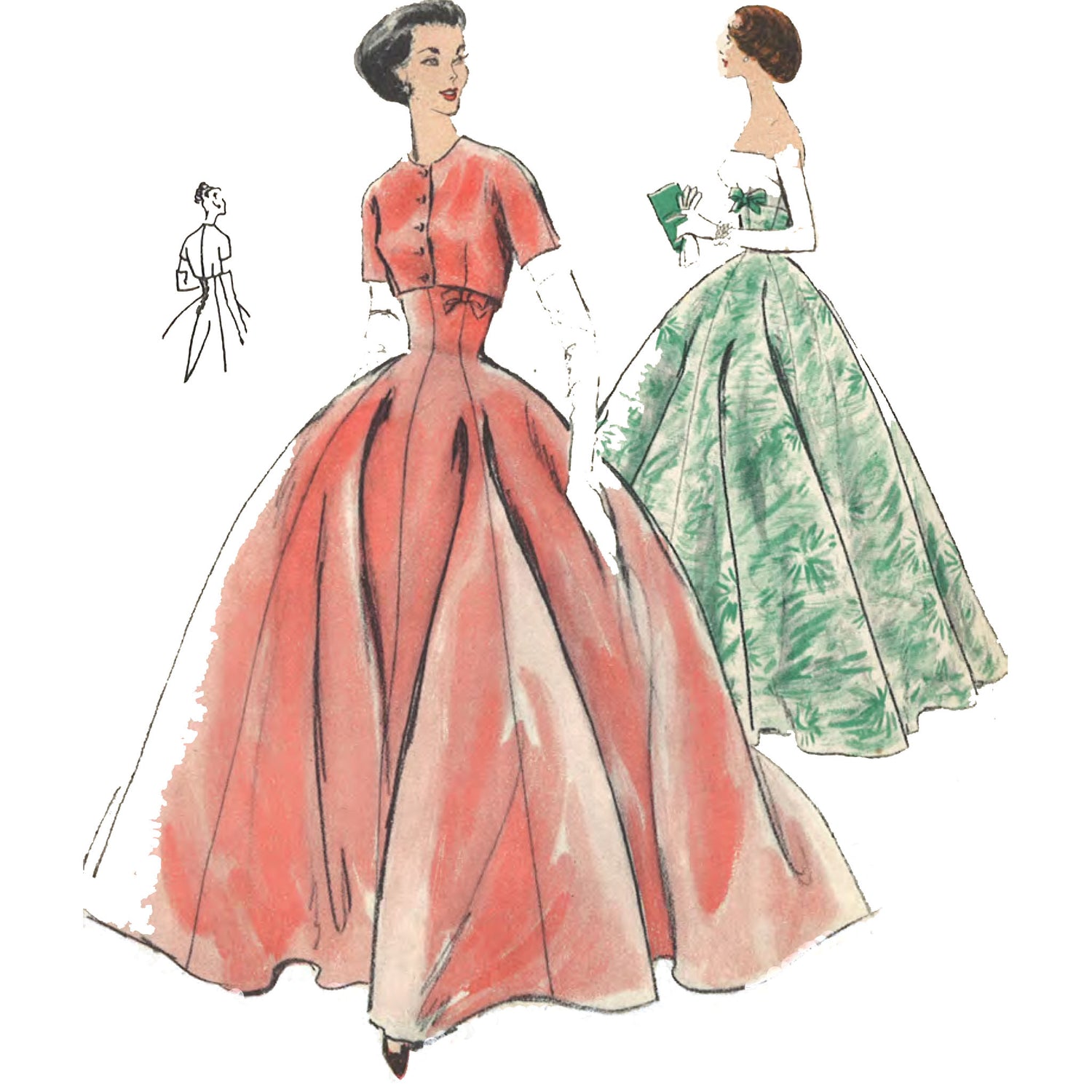 1950s Vintage Advance Sewing Pattern 5660 Misses Evening Gown Halter S –  Vintage4me2